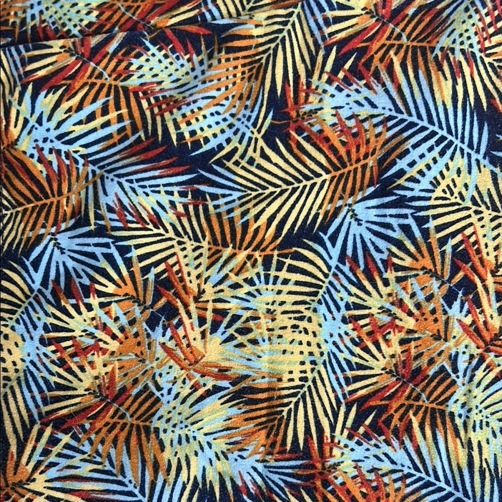 LuLaRoe Palm Frond Pattern Leggings Vibrant Blue/Green/Orange Size OS